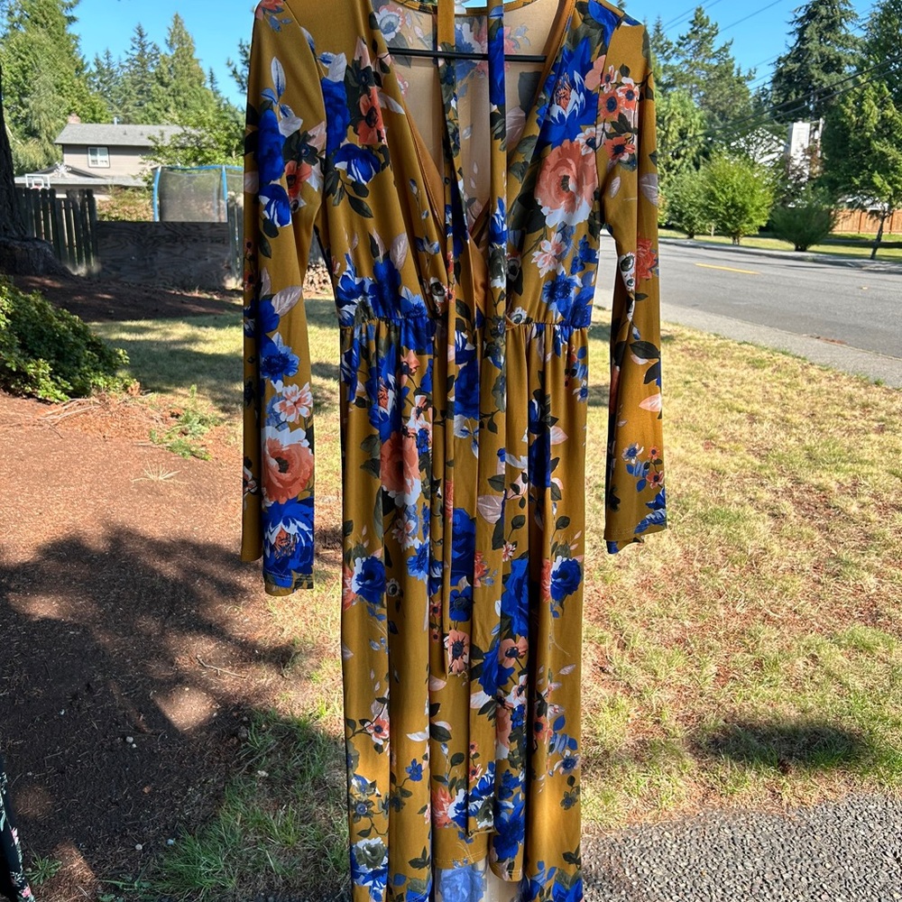 Pinkblush Blue and Gold Bell Sleeve Sundress